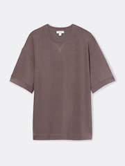 Reiss Dark Mink Finley Thermal Jersey Relaxed T-Shirt - Image 2 of 6