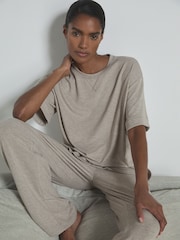 Fawn - Reiss Finley Thermal Jersey Relaxed T-Shirt - Image 1 of 6
