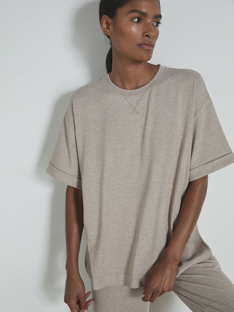 Fawn - Reiss Finley Thermal Jersey Relaxed T-Shirt - Image 4 of 6