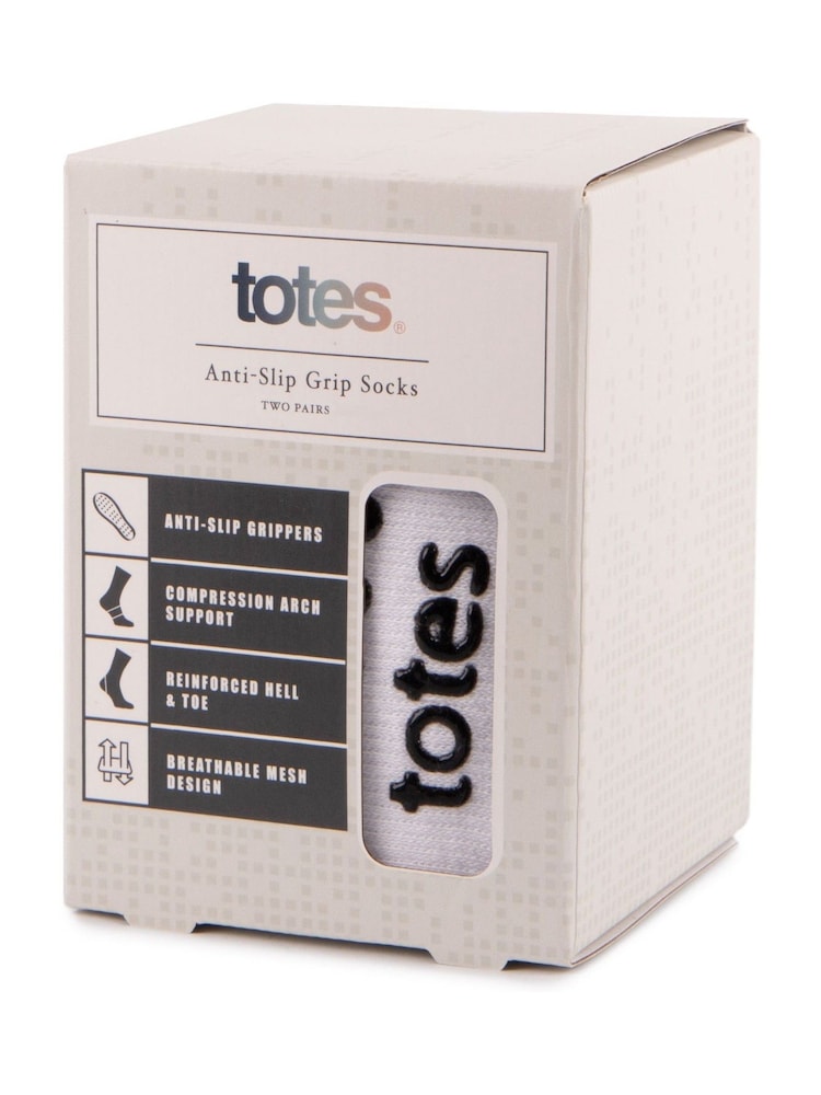 Totes White Gripper Sport Socks 2 Pair Pack - Image 2 of 5