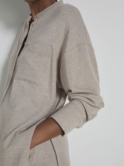 Reiss Fawn Felicity Thermal Jersey Grandad-Collar Shirt - Image 3 of 5