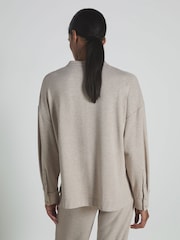Reiss Fawn Felicity Thermal Jersey Grandad-Collar Shirt - Image 5 of 5