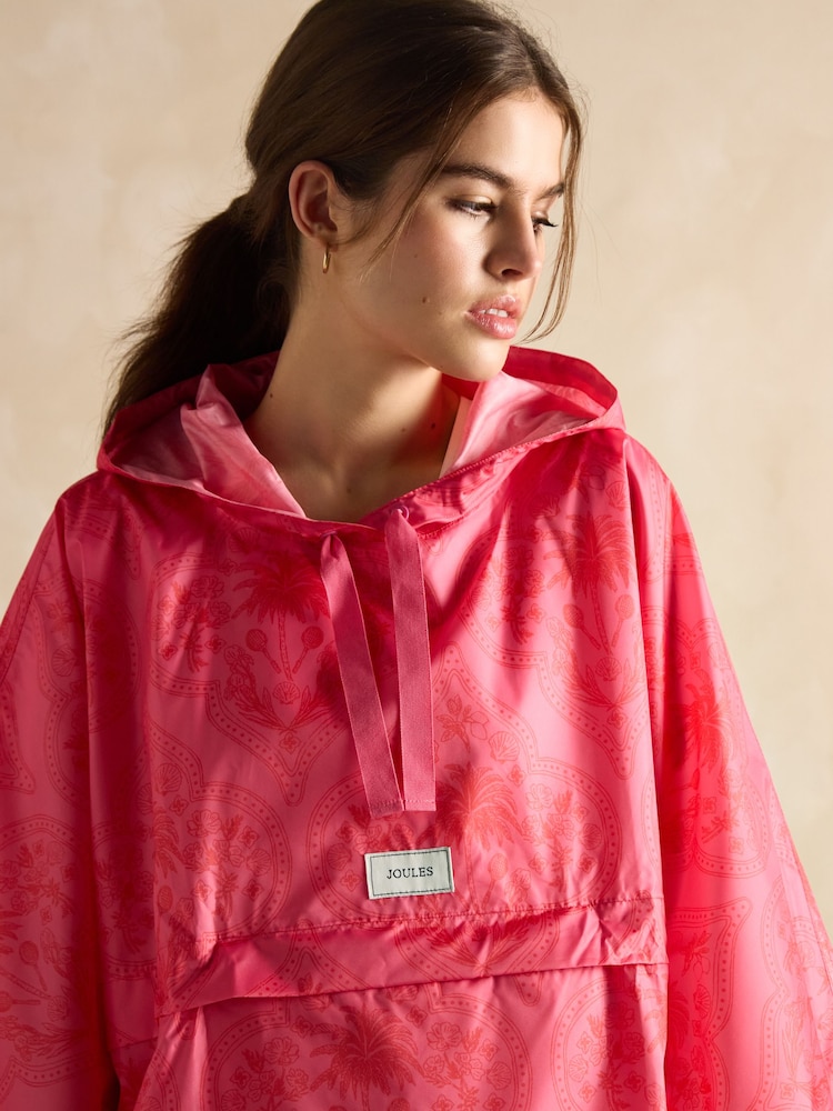 Joules Elstow Pink Packable Poncho with Hood - Image 4 of 9