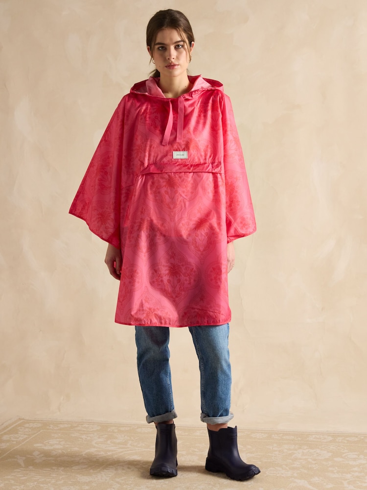 Joules Elstow Pink Packable Poncho with Hood - Image 7 of 9