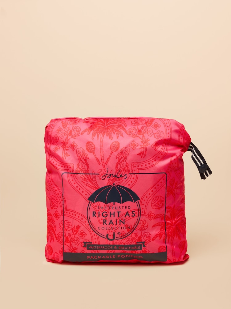 Joules Elstow Pink Packable Poncho with Hood - Image 9 of 9