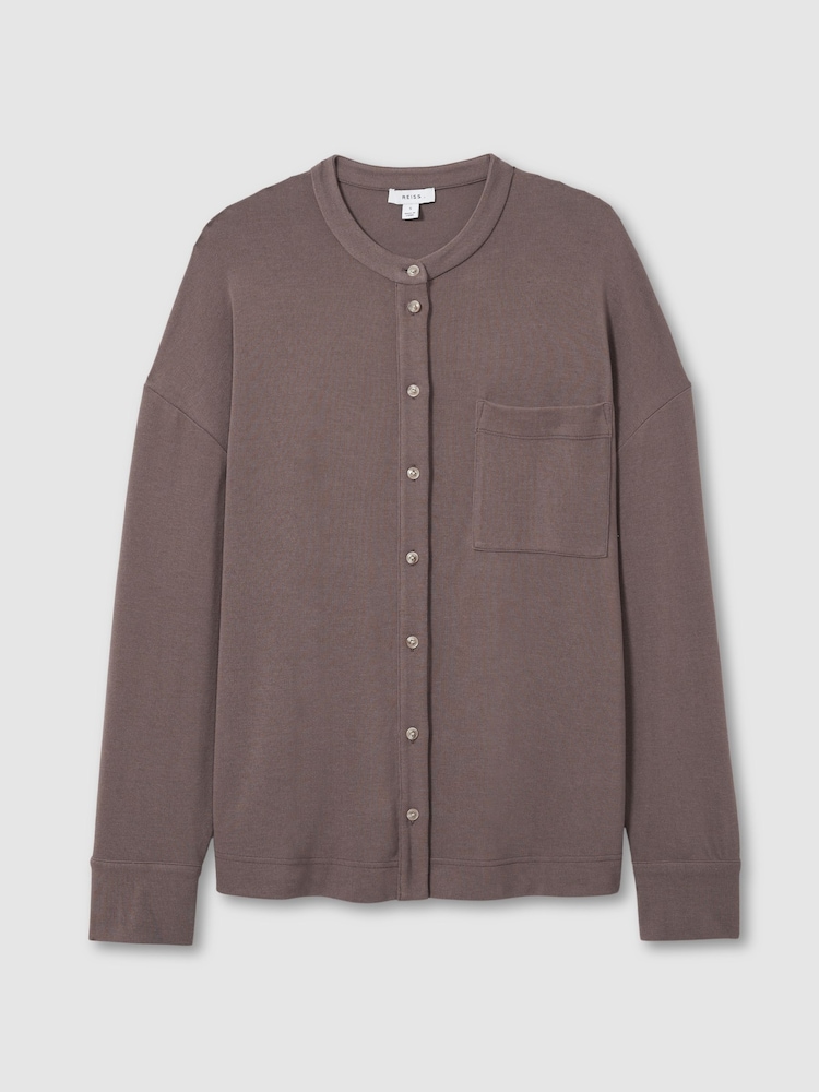 Donker mink - Reiss Thermal Grandad T-Shirt - Image 2 of 6