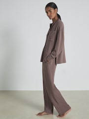 Donker mink - Reiss Thermal Grandad T-Shirt - Image 3 of 6