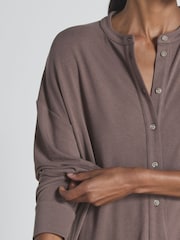 Donker mink - Reiss Thermal Grandad T-Shirt - Image 4 of 6