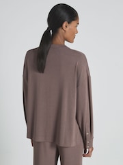 Donker mink - Reiss Thermal Grandad T-Shirt - Image 5 of 6