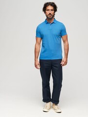 Superdry Blue Jersey 100% Cotton Polo Shirt - Image 2 of 3