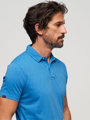 Superdry Blue Jersey 100% Cotton Polo Shirt - Image 3 of 3