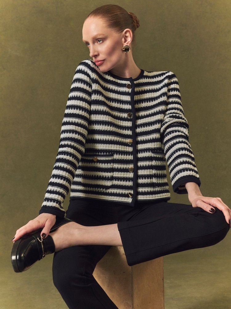 Hobbs Black Milly Knitted 100% Cotton Jacket - Image 1 of 4