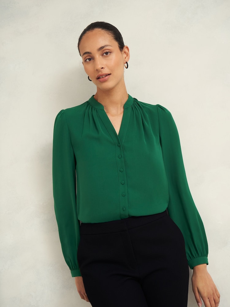 Hobbs Green Peony Blouse - Image 1 of 1 Hobbs Green Peony Blouse - Image 1 of 1