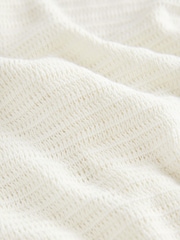 White Textured Revere Collar Short Sleeve Knitted 100% Cotton Polo Shirt (3mths-7yrs) - Image 4 of 4