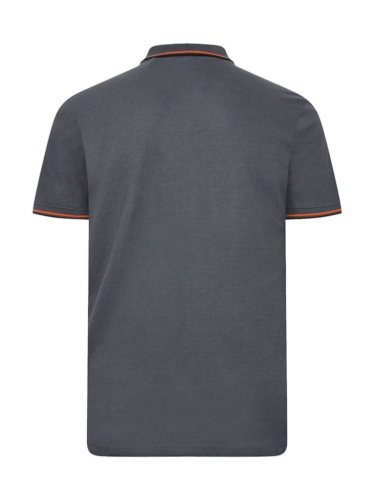 BadRhino Big & Tall Grey 100% Cotton Tipped Polo Shirt - Image 3 of 3