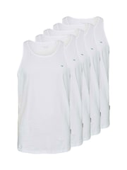 BadRhino Big & Tall White 100% Cotton Basic Vests 5 Pack - Image 2 of 2