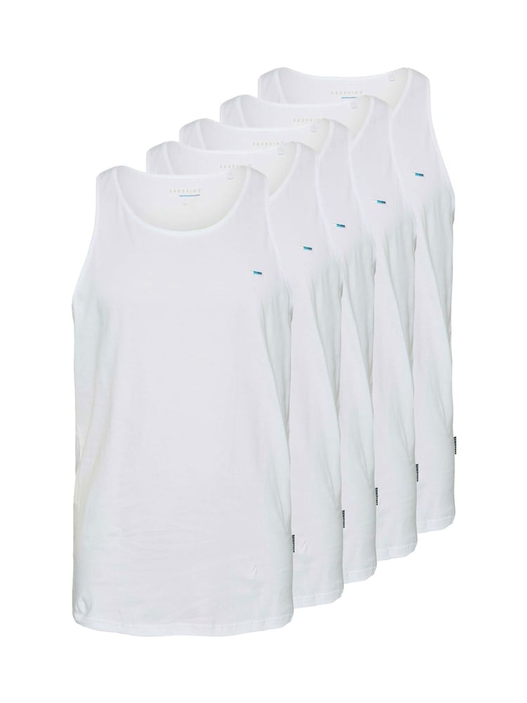 BadRhino Big & Tall White 100% Cotton Basic Vests 5 Pack - Image 2 of 2