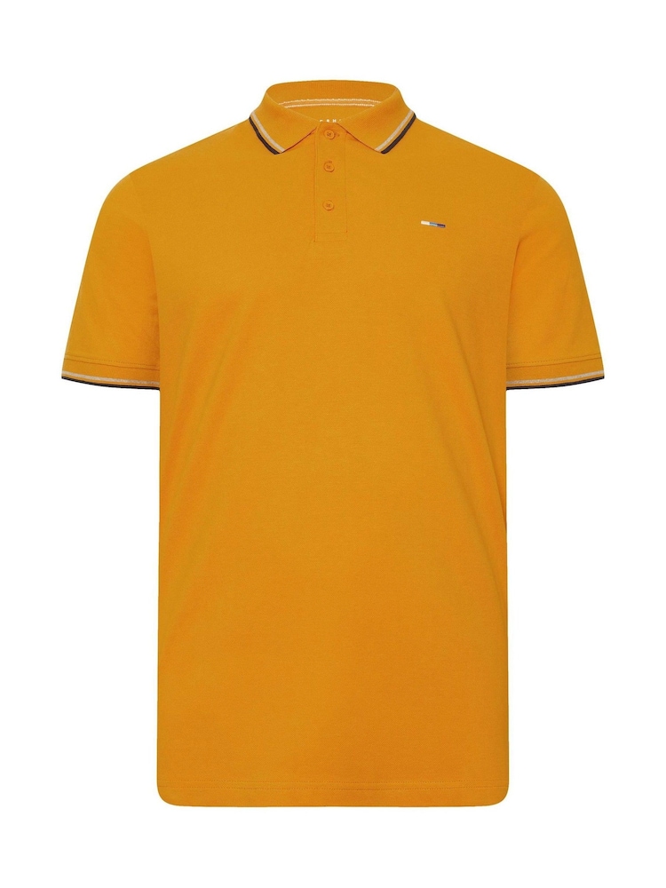 BadRhino Big & Tall Yellow 100% Cotton Tipped Polo Shirt - Image 2 of 3