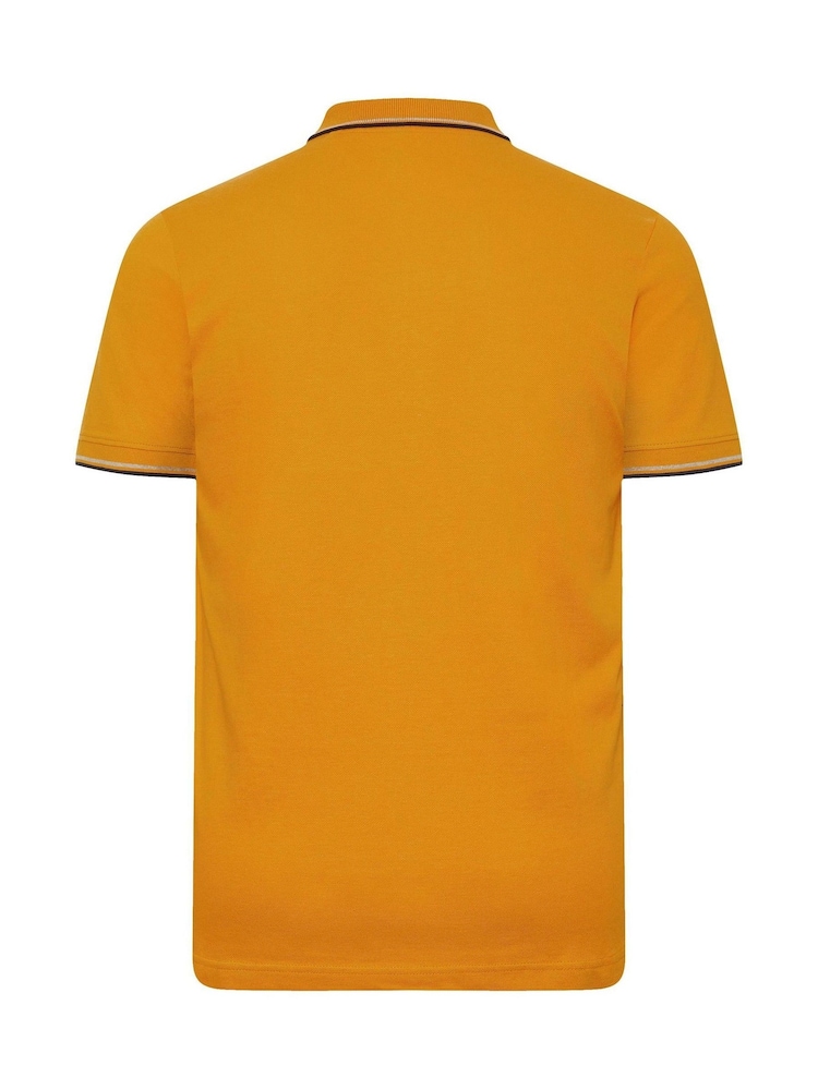 BadRhino Big & Tall Yellow 100% Cotton Tipped Polo Shirt - Image 3 of 3