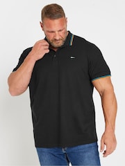 BadRhino Big & Tall Black 100% Cotton Tipped Polo Shirt - Image 1 of 3