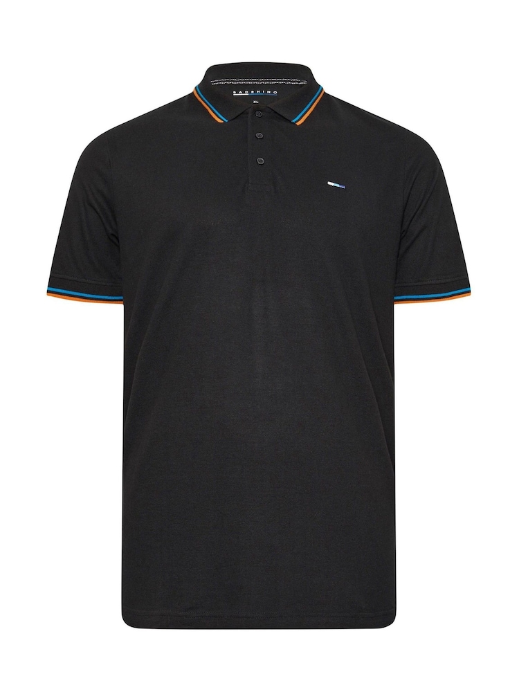 BadRhino Big & Tall Black 100% Cotton Tipped Polo Shirt - Image 2 of 3
