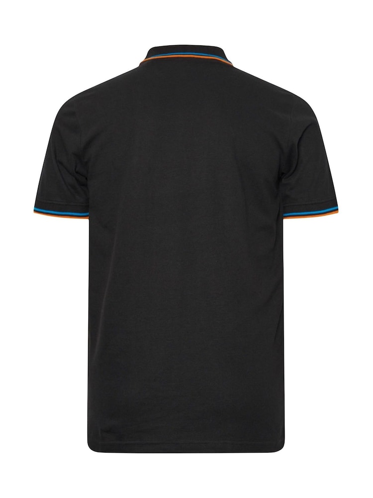 BadRhino Big & Tall Black 100% Cotton Tipped Polo Shirt - Image 3 of 3