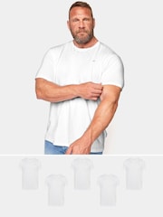 BadRhino Big & Tall White 100% Cotton Basic T-Shirts 5 Pack - Image 1 of 2