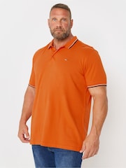 BadRhino Big & Tall Orange 100% Cotton Tipped Polo Shirt - Image 1 of 3