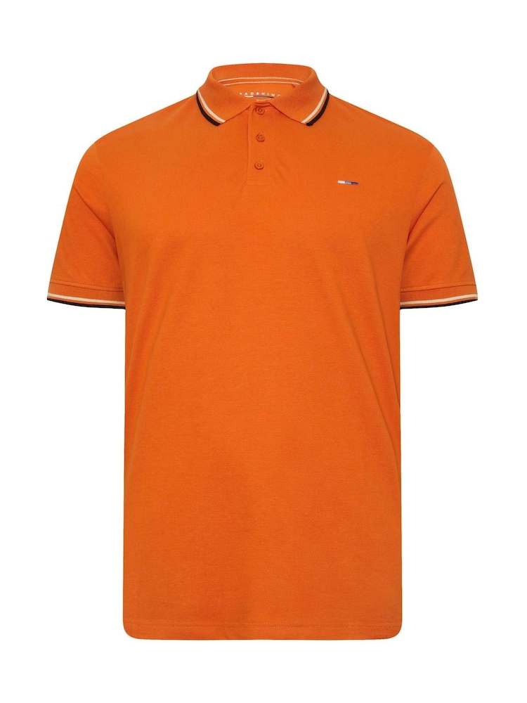 BadRhino Big & Tall Orange 100% Cotton Tipped Polo Shirt - Image 2 of 3 BadRhino Big & Tall Orange 100% Cotton Tipped Polo Shirt - Image 2 of 3