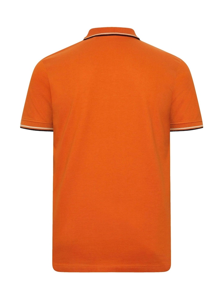 BadRhino Big & Tall Orange 100% Cotton Tipped Polo Shirt - Image 3 of 3