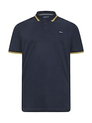 BadRhino Big & Tall Blue 100% Cotton Tipped Polo Shirt - Image 3 of 4