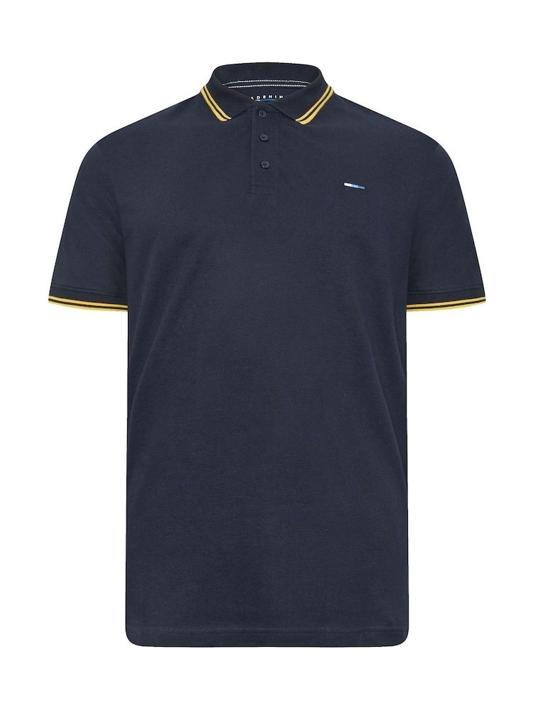 BadRhino Big & Tall Blue 100% Cotton Tipped Polo Shirt - Image 3 of 4