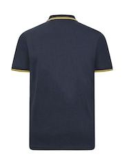 BadRhino Big & Tall Blue 100% Cotton Tipped Polo Shirt - Image 4 of 4