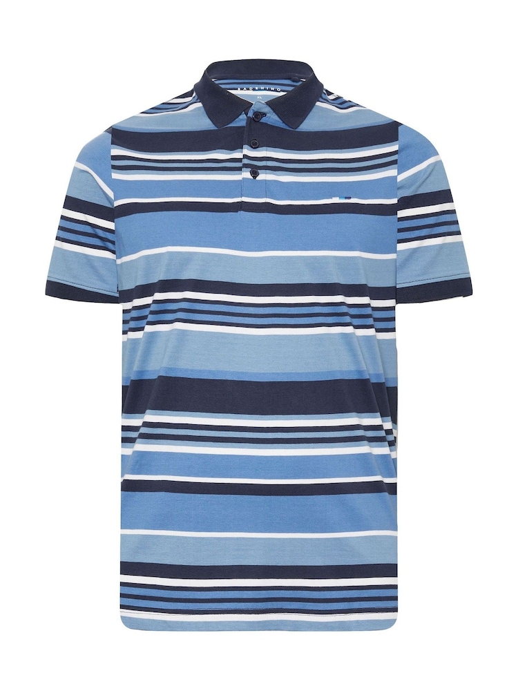 BadRhino Big & Tall Blue 100% Cotton Striped Polo Shirt - Image 2 of 3