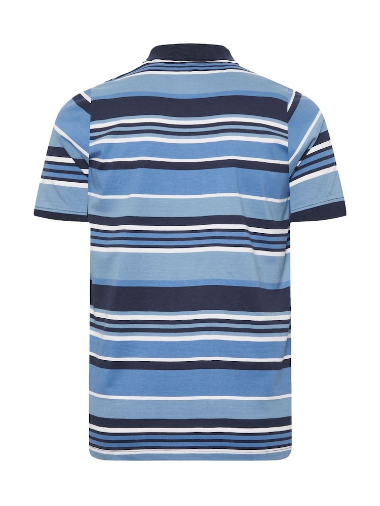 BadRhino Big & Tall Blue 100% Cotton Striped Polo Shirt - Image 3 of 3