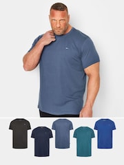 BadRhino Big & Tall Blue 100% Cotton Basic T-Shirts 5 Pack - Image 1 of 6