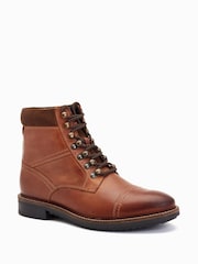 Base London Ashland Lace Up Toe Cap Boots - Image 2 of 6