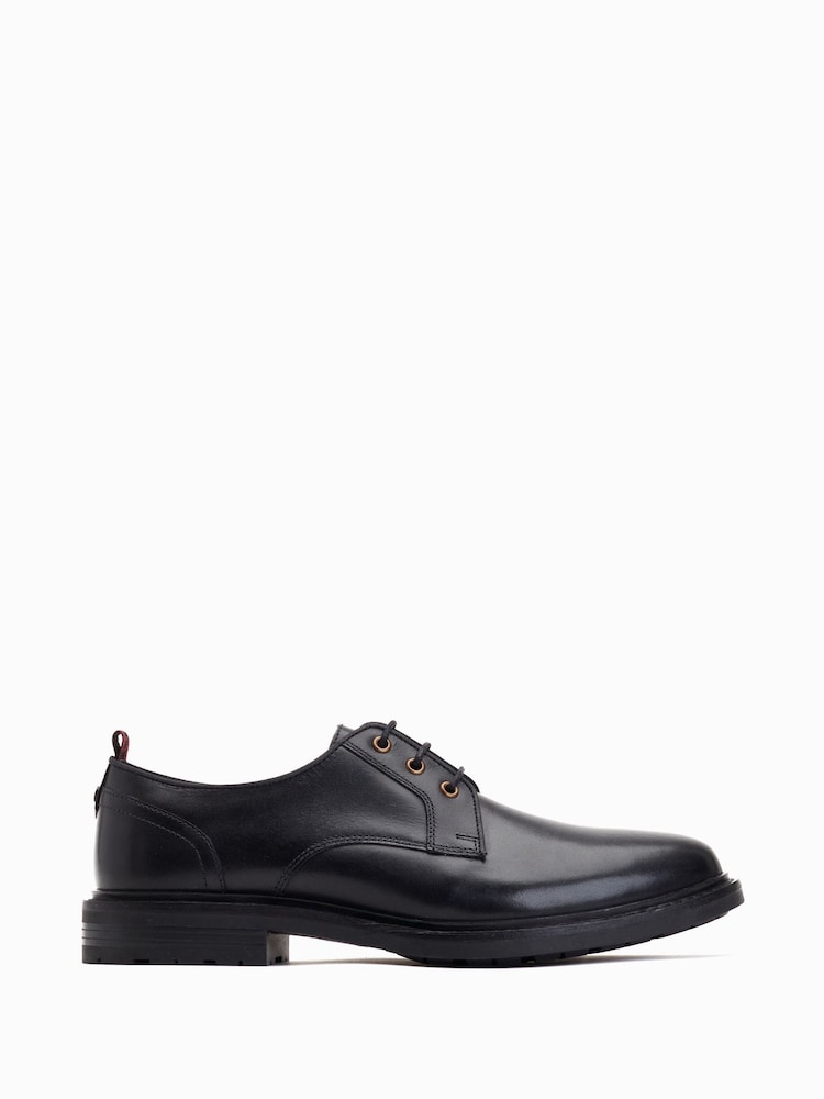 Base London Waxy Black Dime Lace-Up Derby Shoes - Image 1 of 6 Base London Waxy Black Dime Lace-Up Derby Shoes - Image 1 of 6