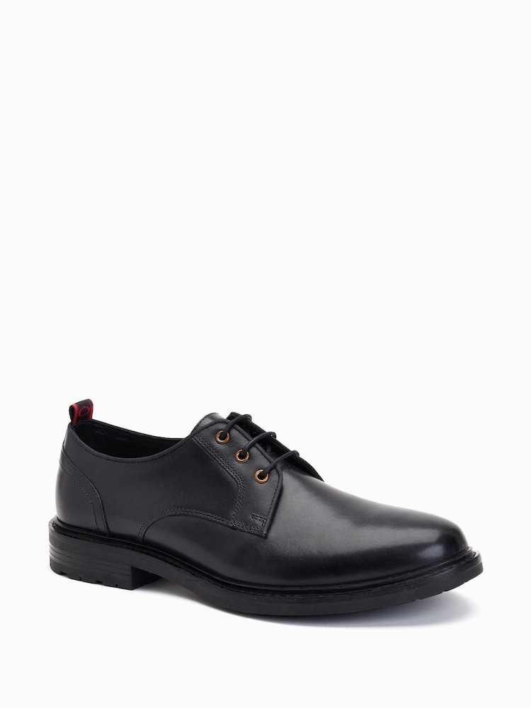 Base London Waxy Black Dime Lace-Up Derby Shoes - Image 2 of 6 Base London Waxy Black Dime Lace-Up Derby Shoes - Image 2 of 6