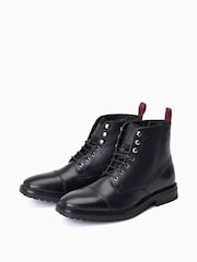 Base London Banff Lace Up Toe Cap Black Boots - Image 3 of 6