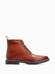 Светло-коричневый - Base London Dealer Lace-Up Brogue Boots - Image 1 of 6