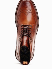 Светло-коричневый - Base London Dealer Lace-Up Brogue Boots - Image 4 of 6