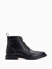 Черный - Base London Dealer Lace-Up Brogue Boots - Image 1 of 6