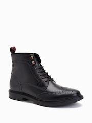 Черный - Base London Dealer Lace-Up Brogue Boots - Image 2 of 6