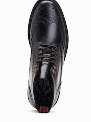 Черный - Base London Dealer Lace-Up Brogue Boots - Image 4 of 6