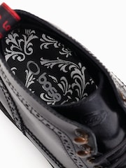 Черный - Base London Dealer Lace-Up Brogue Boots - Image 6 of 6