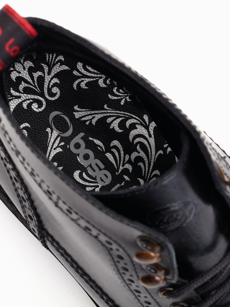 Черный - Base London Dealer Lace-Up Brogue Boots - Image 6 of 6