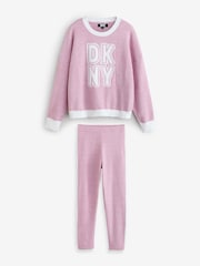 DKNY Pink Boucle Knit Top & Joggers Set - Image 1 of 3