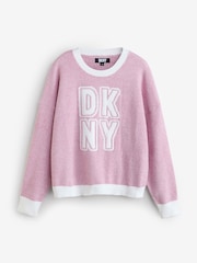 DKNY Pink Boucle Knit Top & Joggers Set - Image 2 of 3