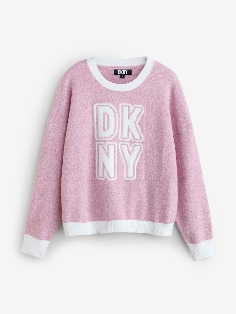 DKNY Pink Boucle Knit Top & Joggers Set - Image 2 of 3